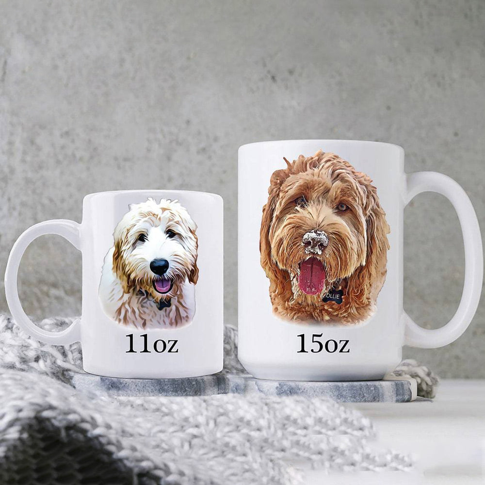 Custom Pet Portrait Mug with Pet Face and Name Gift for Dog Cat Owner Pet Lovers