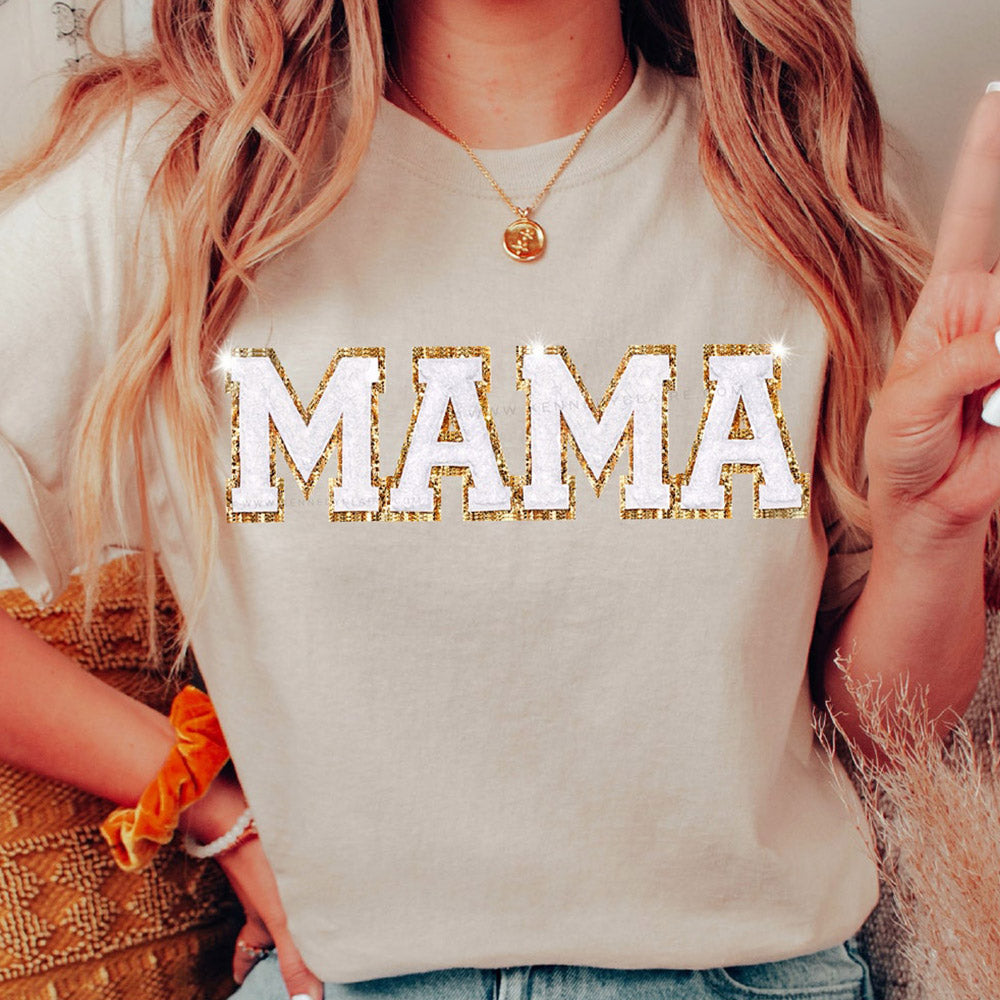 Personalisierter Glitzer-Patch, besticktes MAMA-Sweatshirt und Kindernamen auf dem Ärmel, Muttertagsgeschenk