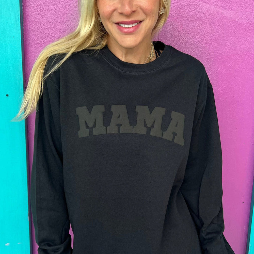 Personalized Mama Puff Vinyl Sweatshirt with Kids Names on Sleeve Mother's Day Gift
