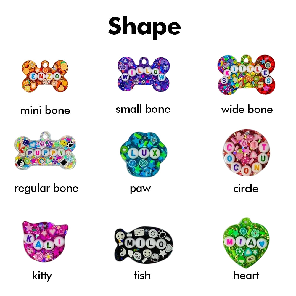 Personalized Resin Pet ID Tag | Custom Dog & Cat Name Bead Tag | Pet Owner Gift