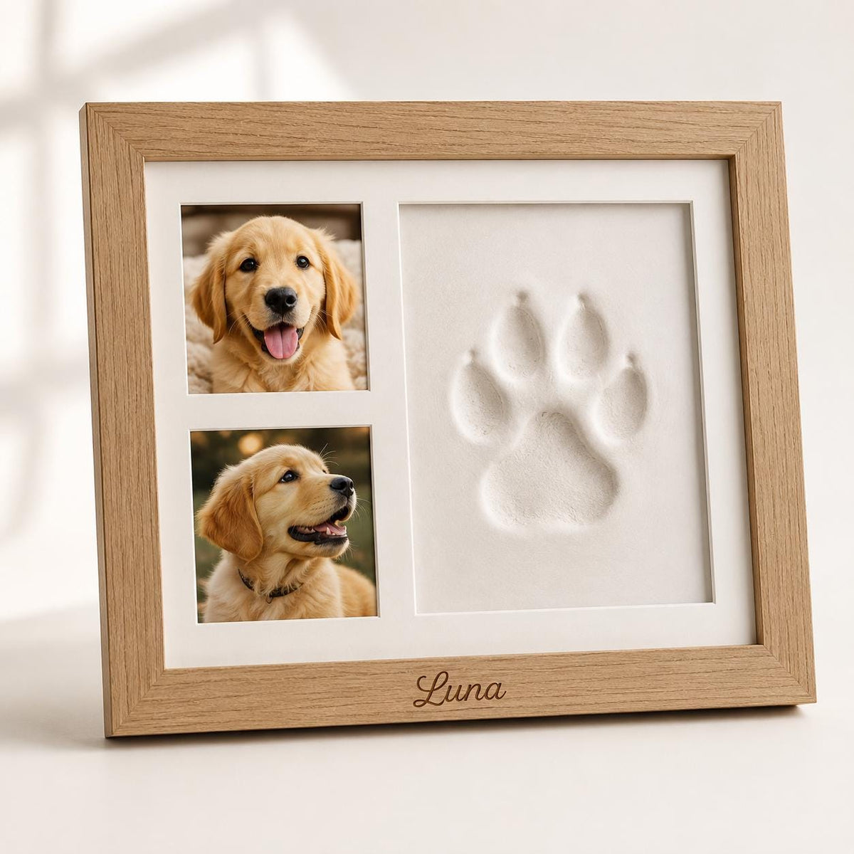 Personalized Pet Paw Keepsake Kit, Solid Wood Dog or Cat Memorial Photo Frame
