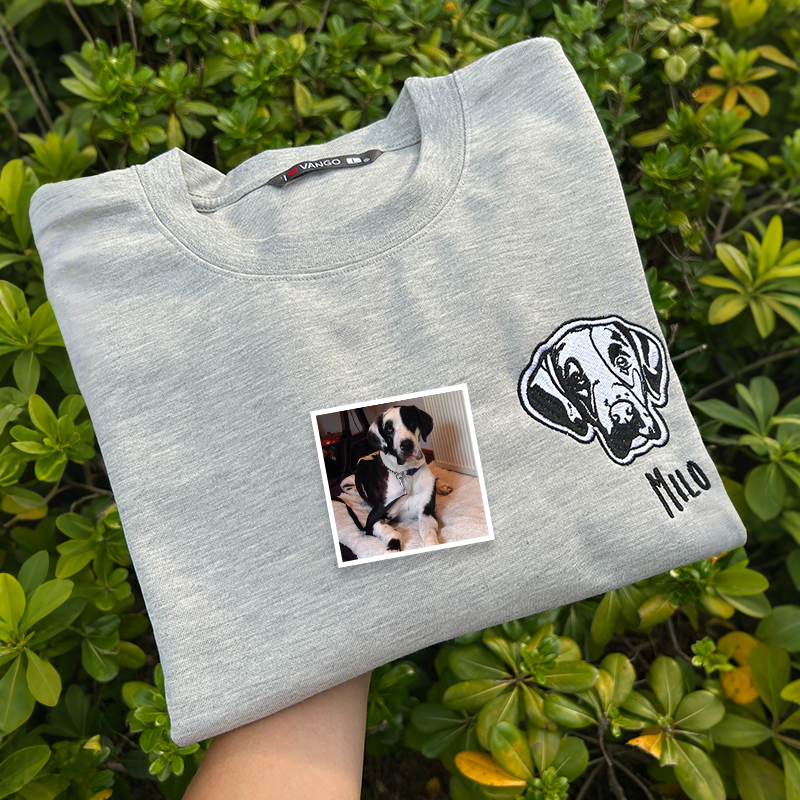 Custom Embroidered Pet Portraits Simple Icons Sweatshirt Christmas Keepsake Gift For Dog Cat Owner
