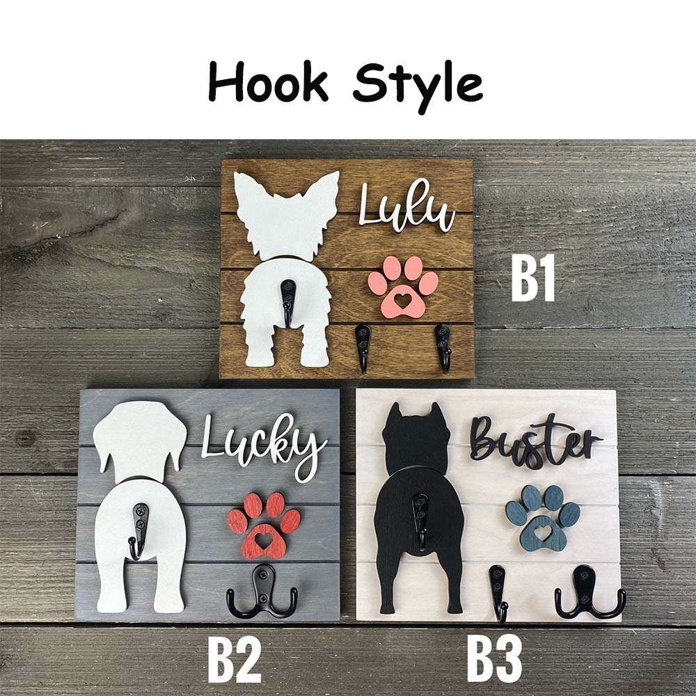 Personalized Dog Butt Leash Holder for Wall Custom Pet Leash Rack & Key Hook Unique Christmas Gift for Dog Lovers