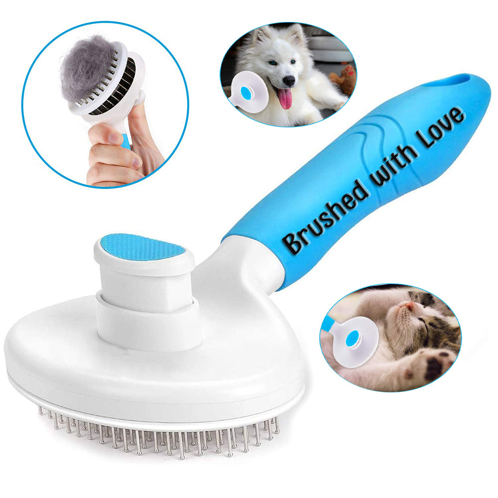 Self-Cleaning Slicker Brush for Cats & Dogs – Easy Grooming Tool for Shedding, Undercoat & All Hair Types