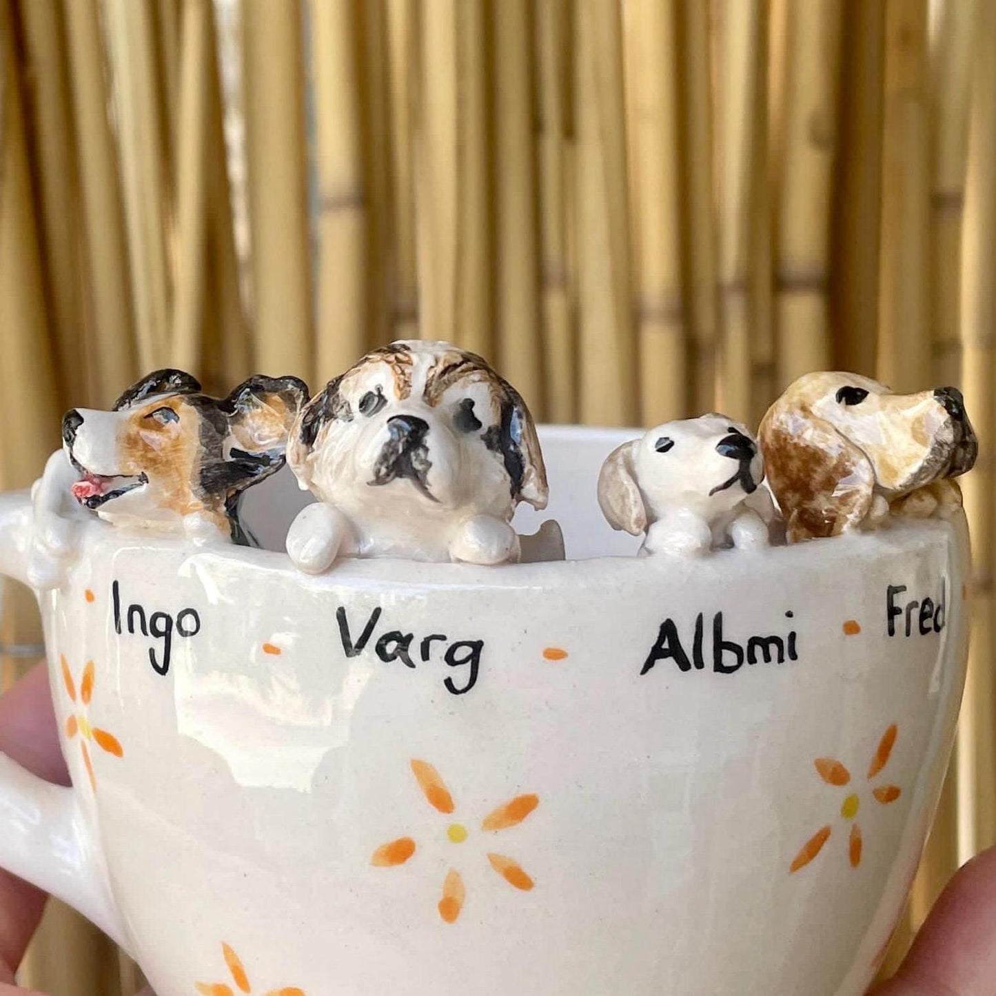 Personalized Dog Figurine Mug with Name Birthday Christmas Pet Keepsake Gifts for Dog Pet Lovers