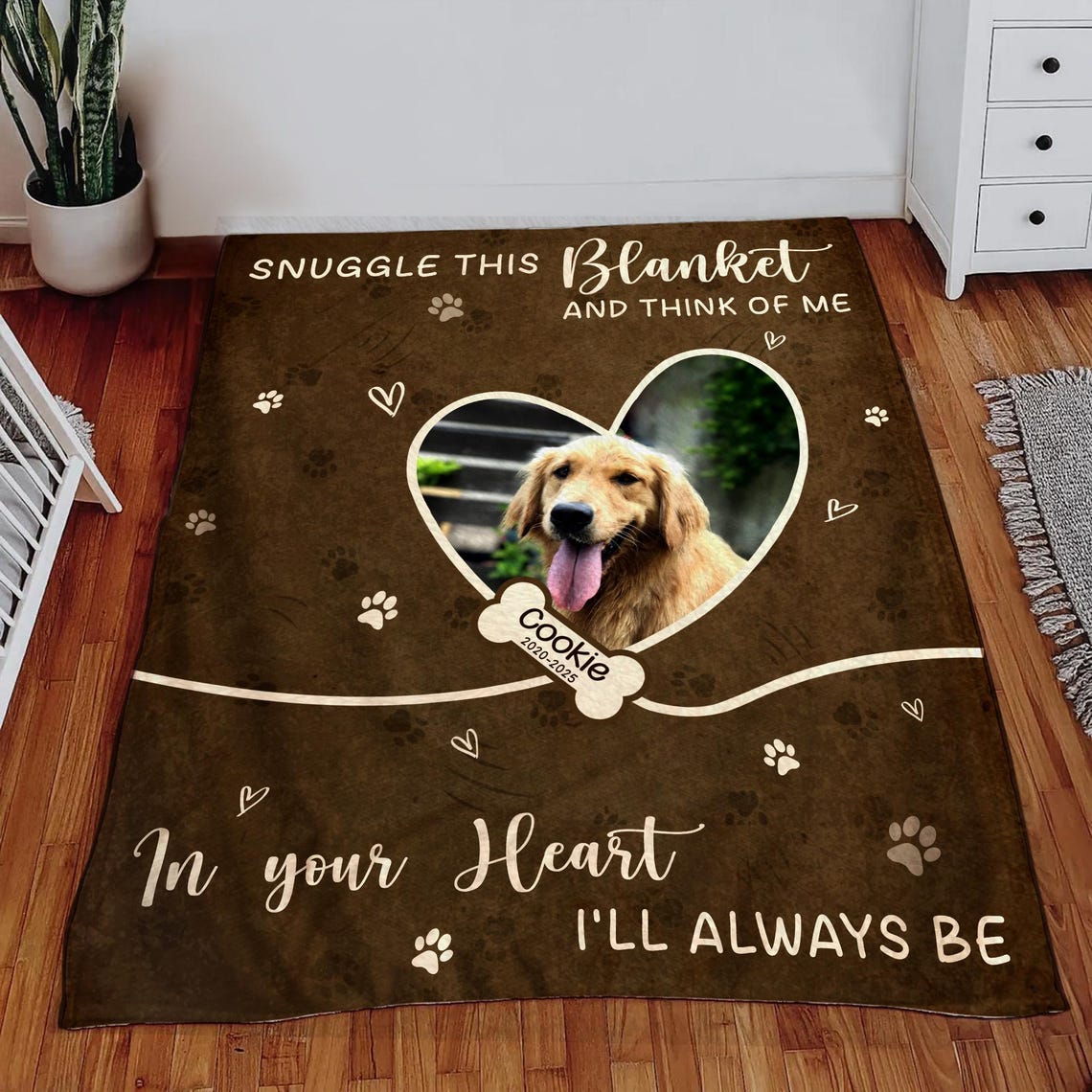 Custom Dog Memorial Blanket with Pet Photo – Personalized Pet Remembrance Gift for Dog Mom & Dad