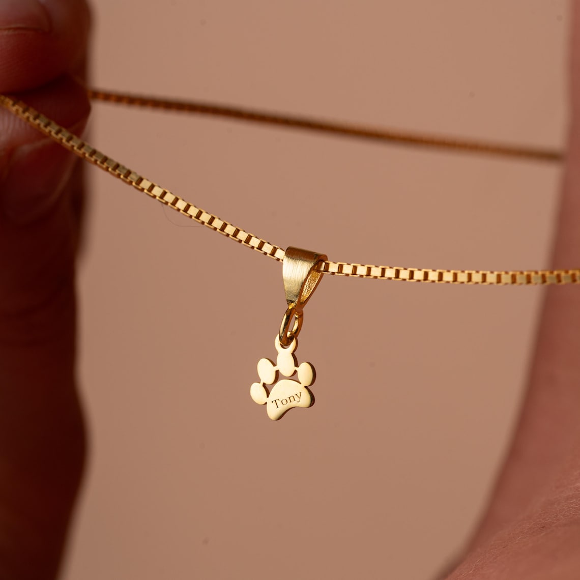 Personalized Pet Paw Print Name Necklace Unique Gift Idea Pet Memorial Gift