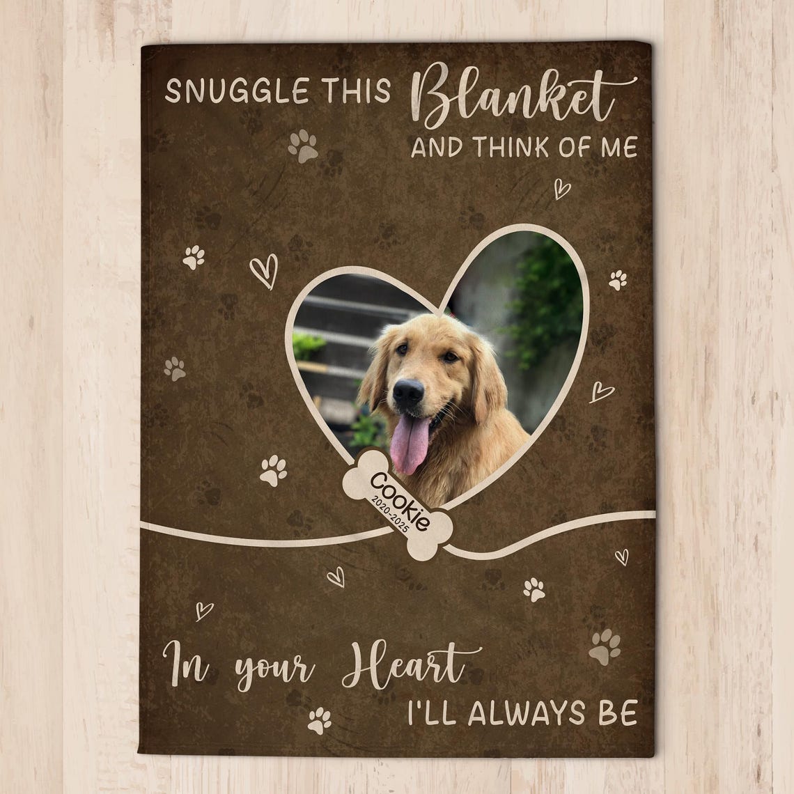 Custom Dog Memorial Blanket with Pet Photo – Personalized Pet Remembrance Gift for Dog Mom & Dad