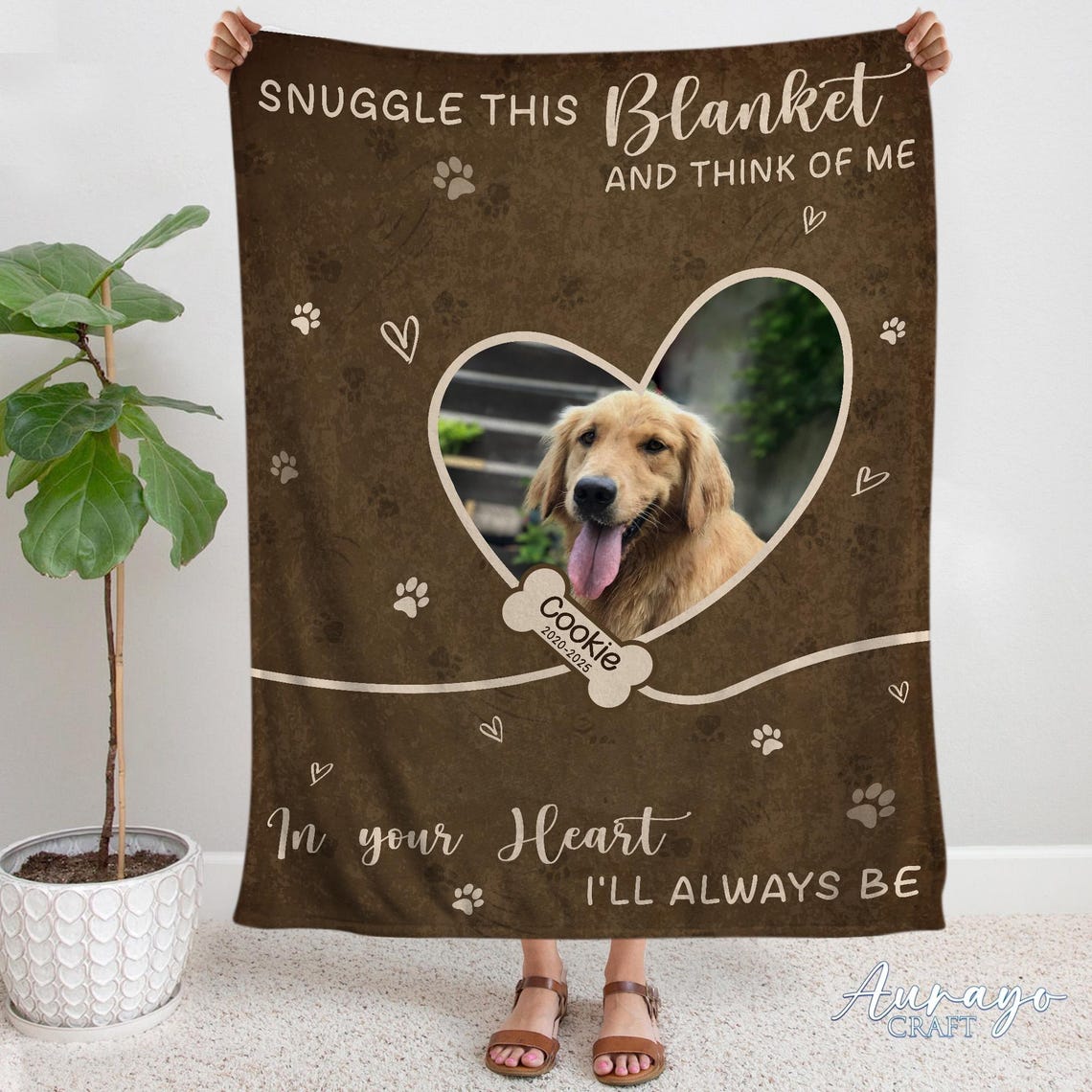 Custom Dog Memorial Blanket with Pet Photo – Personalized Pet Remembrance Gift for Dog Mom & Dad