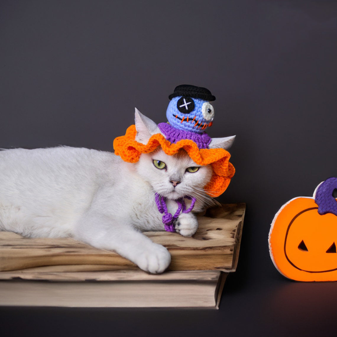 Crochet Skull Pet Hat Halloween Pet Costume Gift for Cat Lovers