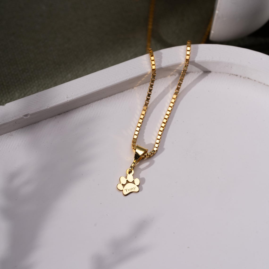 Personalized Pet Paw Print Name Necklace Unique Gift Idea Pet Memorial Gift