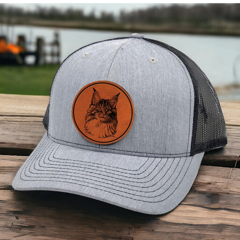 Personalized Pet Portrait Leather Patch Trucker Hat with Photo Gift for Horse Pet Lovers