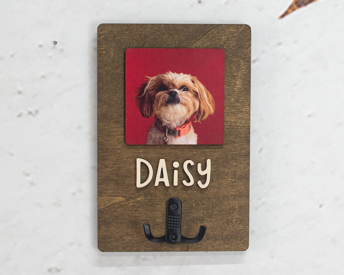 Personalized Pet Leash Holder with Pet Photo and Name Pet Supplies Gift for Dog Cat Lovers