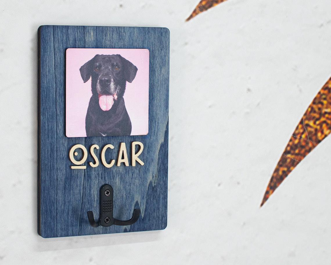 Personalized Pet Leash Holder with Pet Photo and Name Pet Supplies Gift for Dog Cat Lovers