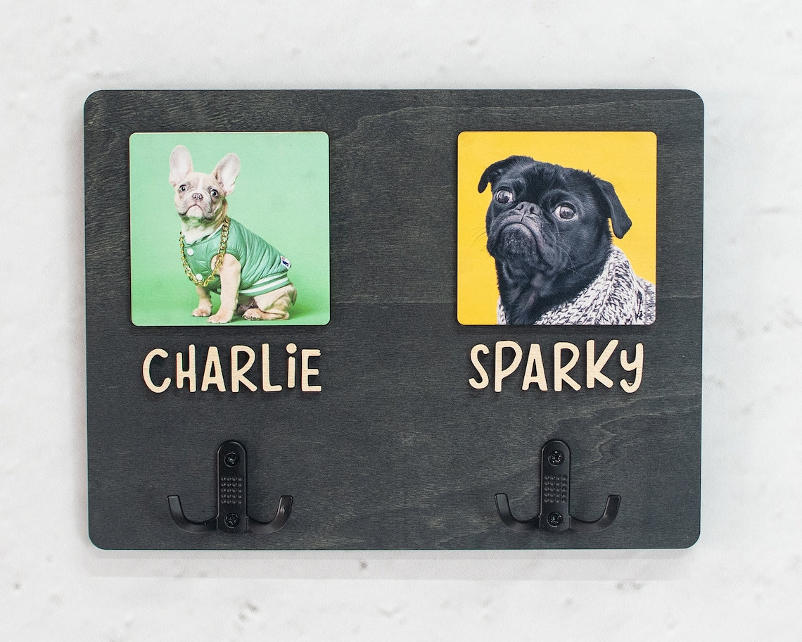 Personalized Pet Leash Holder with Pet Photo and Name Pet Supplies Gift for Dog Cat Lovers
