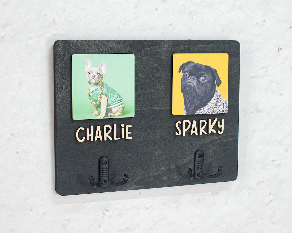 Personalized Pet Leash Holder with Pet Photo and Name Pet Supplies Gift for Dog Cat Lovers