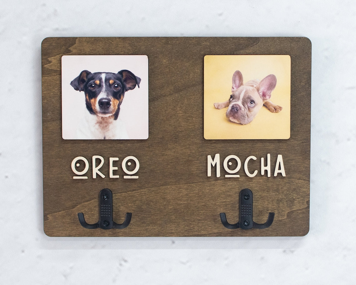 Personalized Pet Leash Holder with Pet Photo and Name Pet Supplies Gift for Dog Cat Lovers