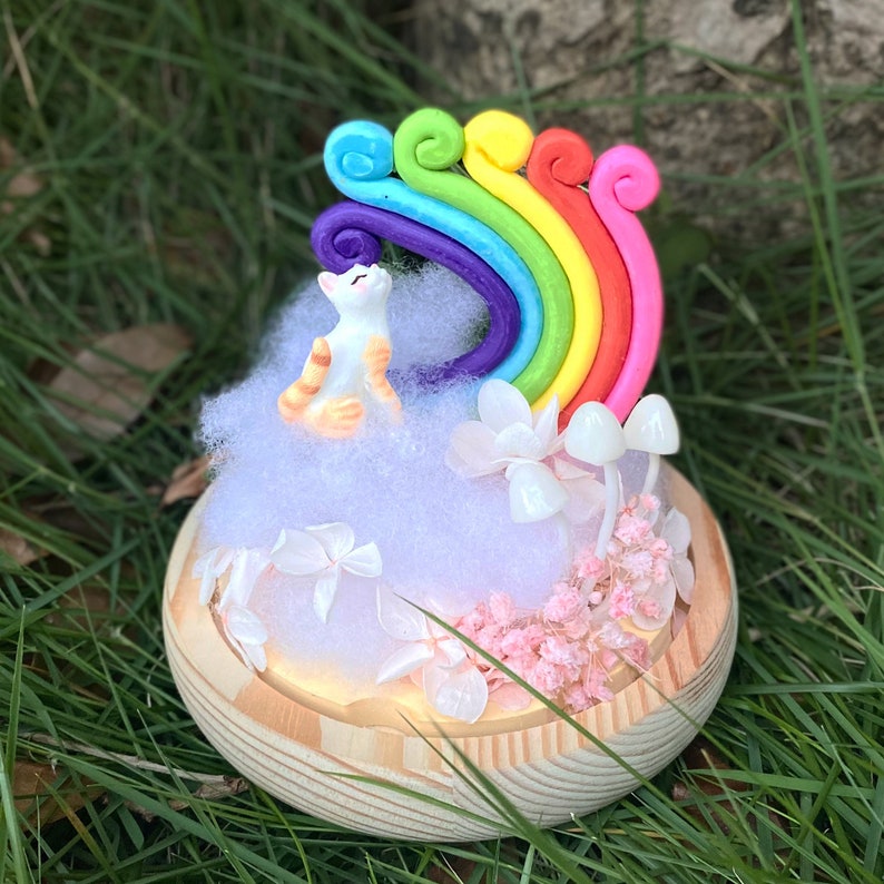 Custom Pet Figure Rainbow Mushroom Night Ligh Pet Memorial Gift Loss Dog/Cat Sympathy Gift