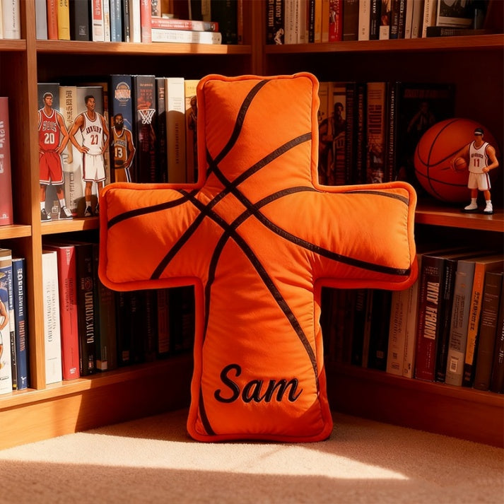 Personalized 3d Printed Basketball Cross Pillow A Christian Sports Gift For Basketball Lovers