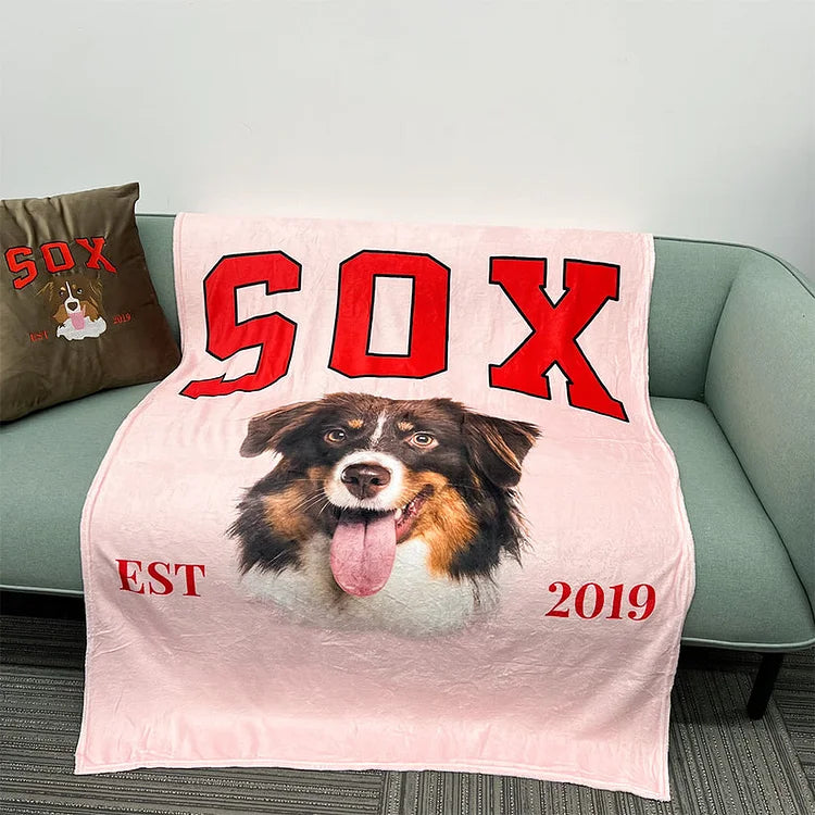 Custom Pet Memorial Blanket with Pet Photo – Personalized Pet Remembrance Gift for Dog Cat Lovers