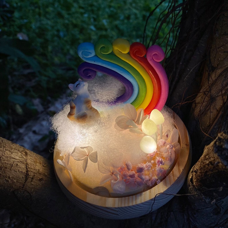 Custom Pet Figure Rainbow Mushroom Night Ligh Pet Memorial Gift Loss Dog/Cat Sympathy Gift