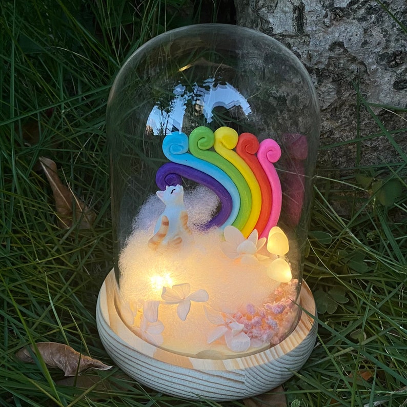Custom Pet Figure Rainbow Mushroom Night Ligh Pet Memorial Gift Loss Dog/Cat Sympathy Gift