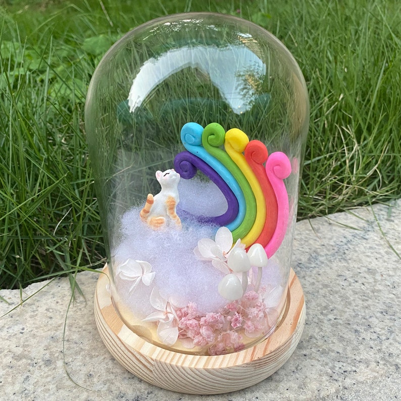 Custom Pet Figure Rainbow Mushroom Night Ligh Pet Memorial Gift Loss Dog/Cat Sympathy Gift
