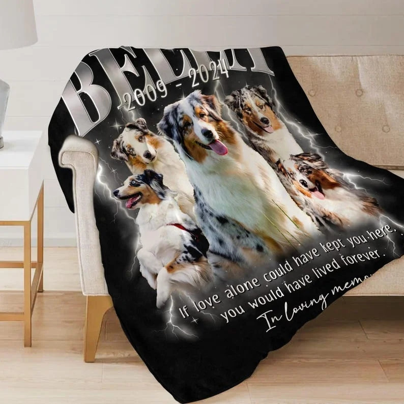 Personalized Pet Memorial Photo Blanket Gift Custom Bootleg Pet Blanket Gift for Dog Cat Lovers