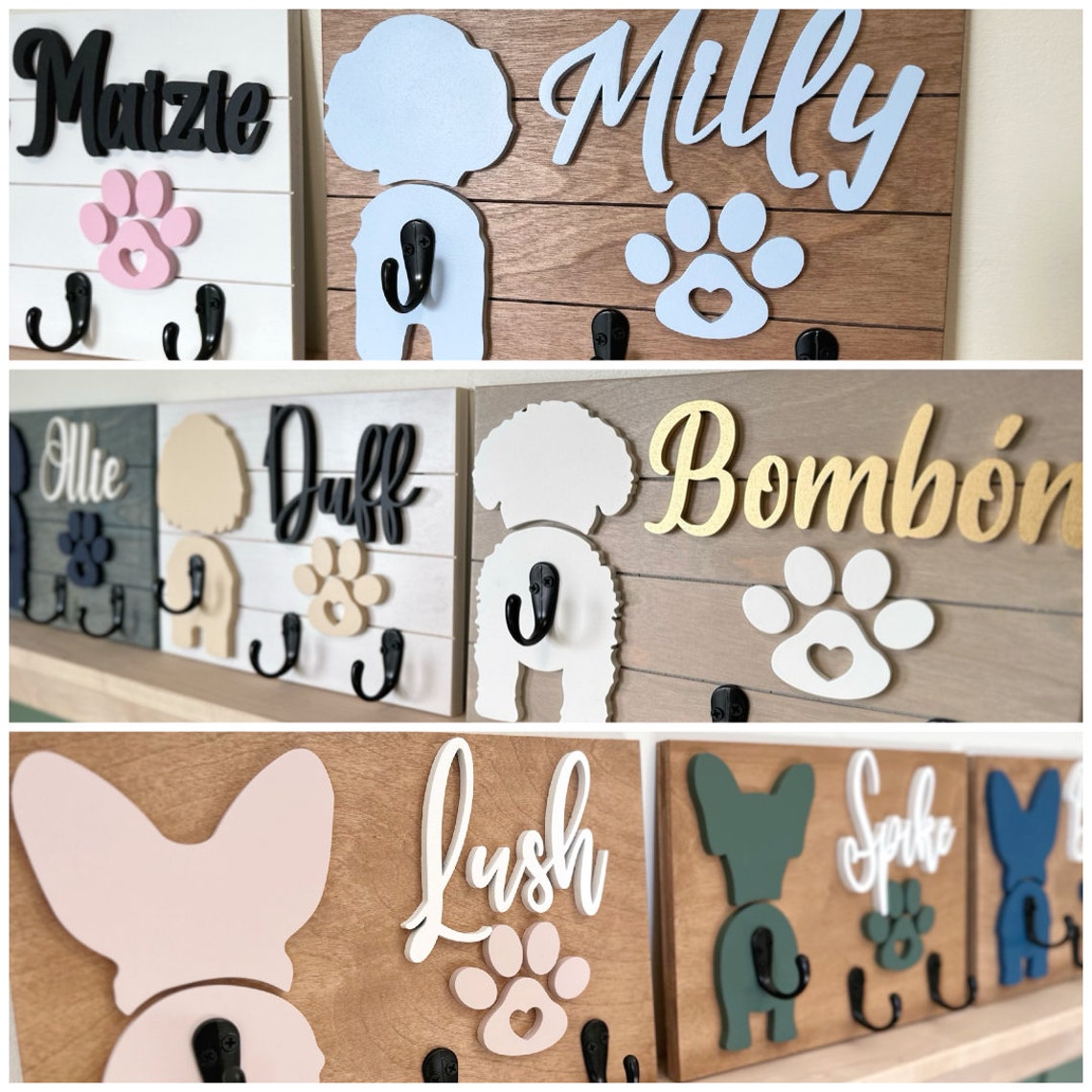 Personalized Dog Butt Leash Holder for Wall Custom Pet Leash Rack & Key Hook Unique Christmas Gift for Dog Lovers