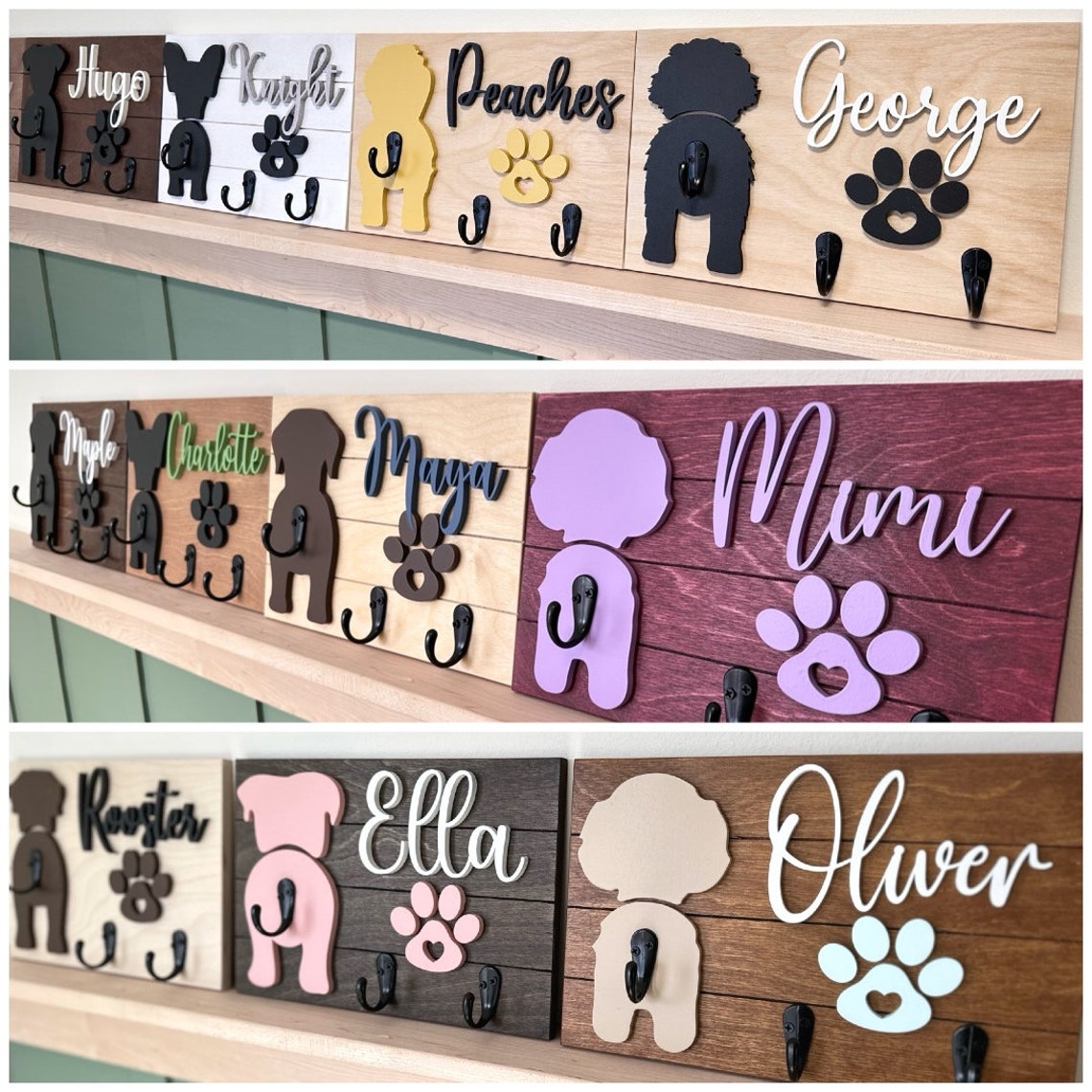 Personalized Dog Butt Leash Holder for Wall Custom Pet Leash Rack & Key Hook Unique Christmas Gift for Dog Lovers