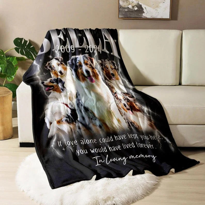 Personalized Pet Memorial Photo Blanket Gift Custom Bootleg Pet Blanket Gift for Dog Cat Lovers