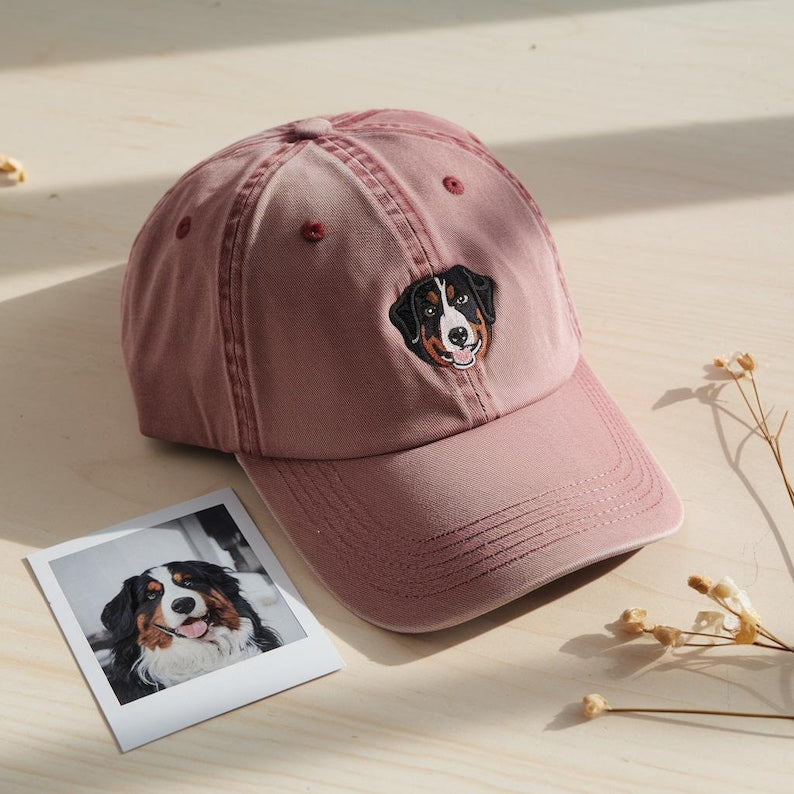 Personalisierte Haustier Ohren Lineart Leder Patch Hut Baseball-Cap für Tierliebhaber