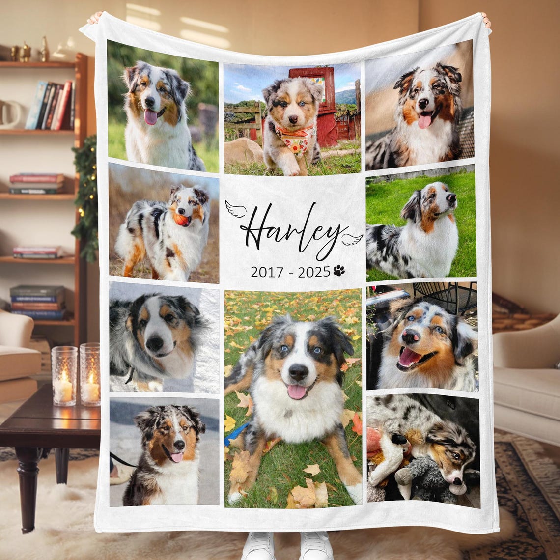 Personalized Dog Memorial Photo Blanket Sympathy Gift For Pet Lovers Dog Mom