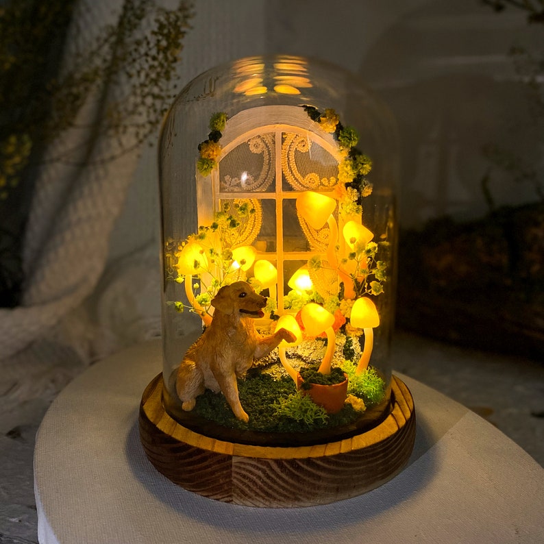 Personalized Dog Mushroom Night Light Unique Pet Figurine Lamp Dog Memorial Gift Cozy Home Decor for Dog Lovers