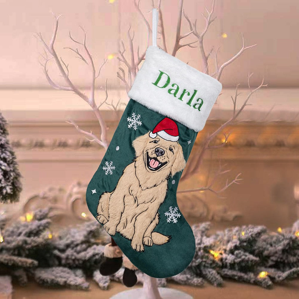 Personalized Embroidered Pet Dog Christmas Stocking with Name Gifts for Dog Owners Christmas Gift for Pet Lovers