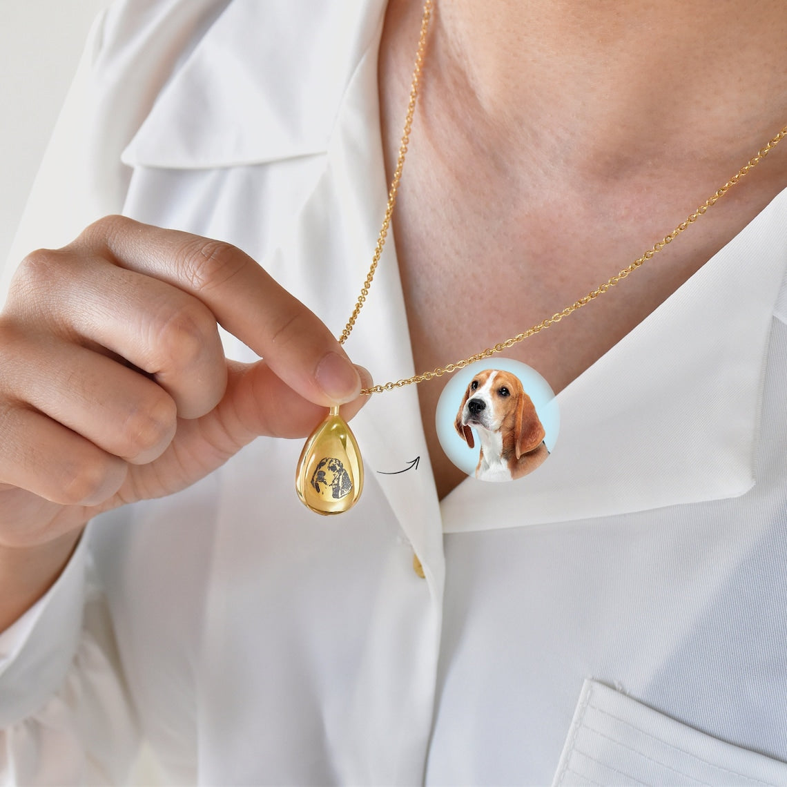 Personalized Dog Cat Photo Portrait Necklace Pet Memorial Gift For Dog Cat Mom