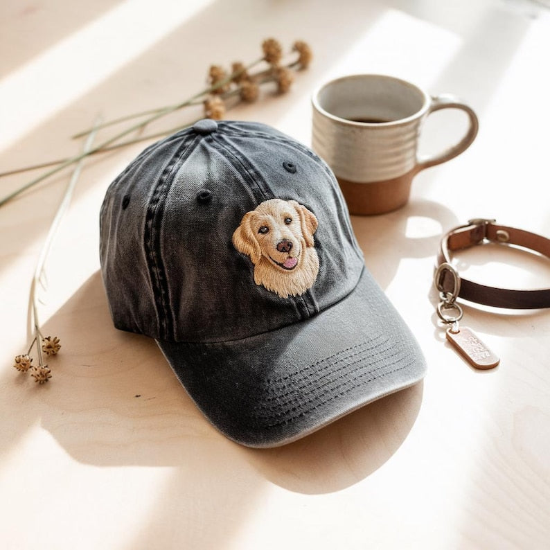 Personalisierte Haustier Ohren Lineart Leder Patch Hut Baseball-Cap für Tierliebhaber