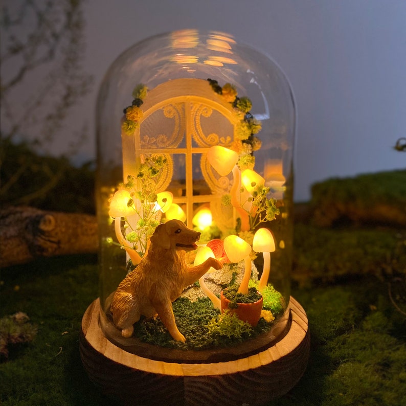 Personalized Dog Mushroom Night Light Unique Pet Figurine Lamp Dog Memorial Gift Cozy Home Decor for Dog Lovers
