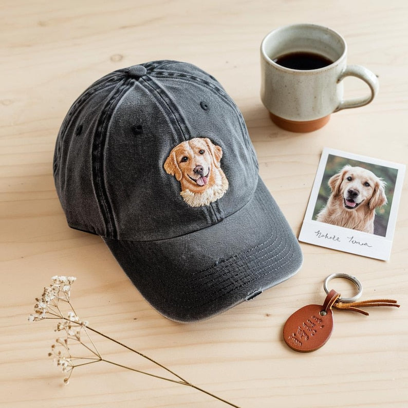 Personalisierte Haustier Ohren Lineart Leder Patch Hut Baseball-Cap für Tierliebhaber