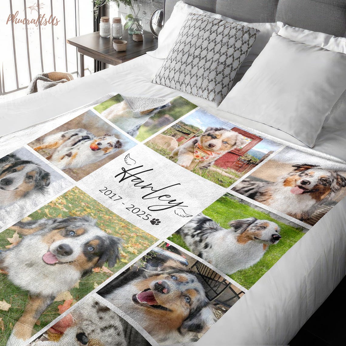 Personalized Dog Memorial Photo Blanket Sympathy Gift For Pet Lovers Dog Mom