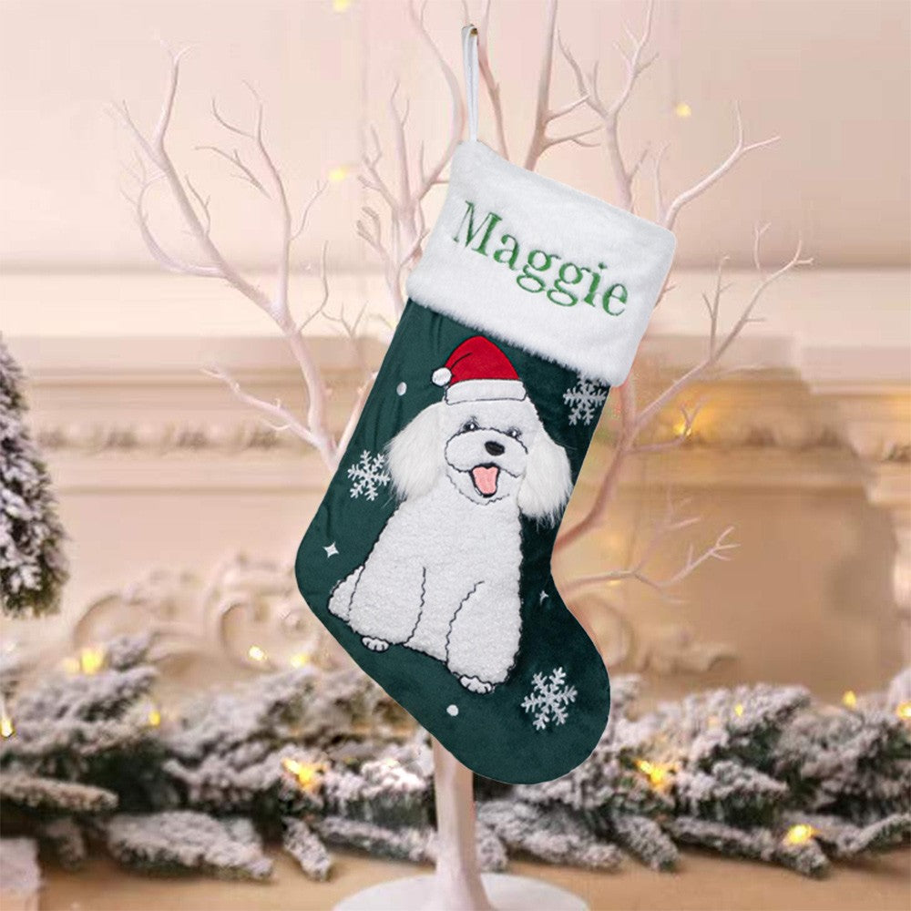 Personalized Embroidered Pet Dog Christmas Stocking with Name Gifts for Dog Owners Christmas Gift for Pet Lovers