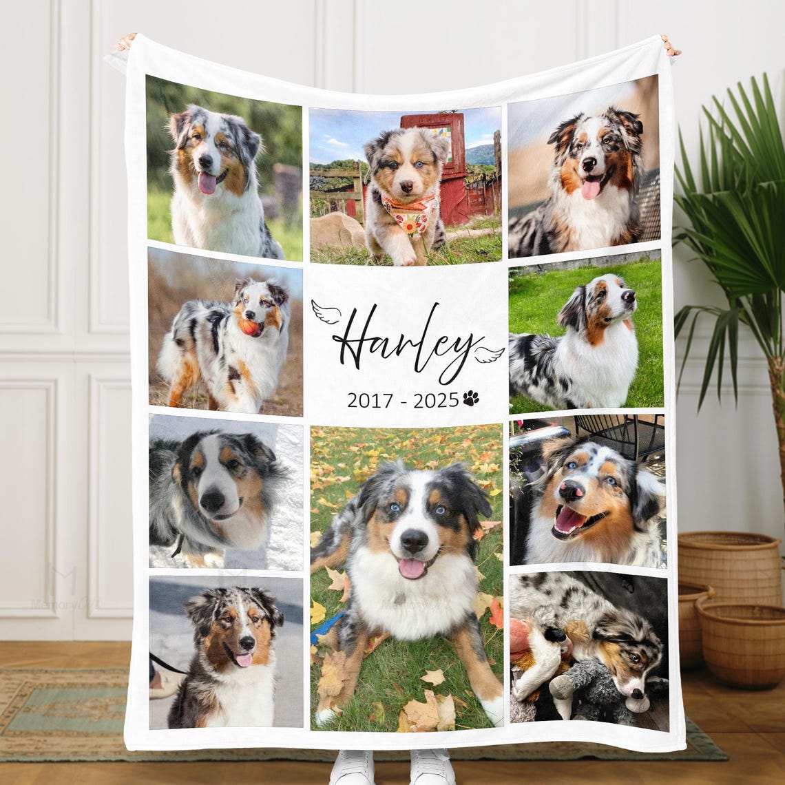 Personalized Dog Memorial Photo Blanket Sympathy Gift For Pet Lovers Dog Mom