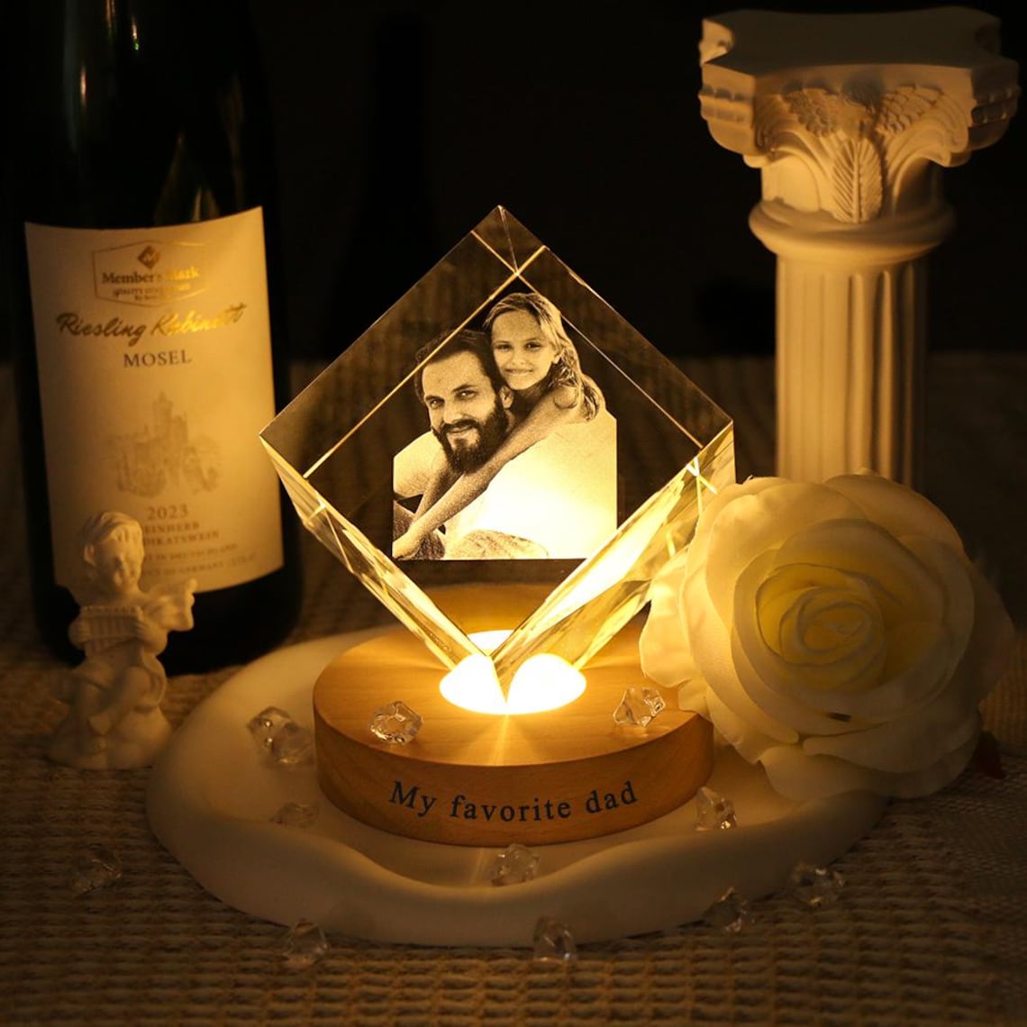 Personalized 3D Crystal Pet Photo Portrait Night Light with Base Gifts for Dog Owners Pet Lover Gift Christmas Gift