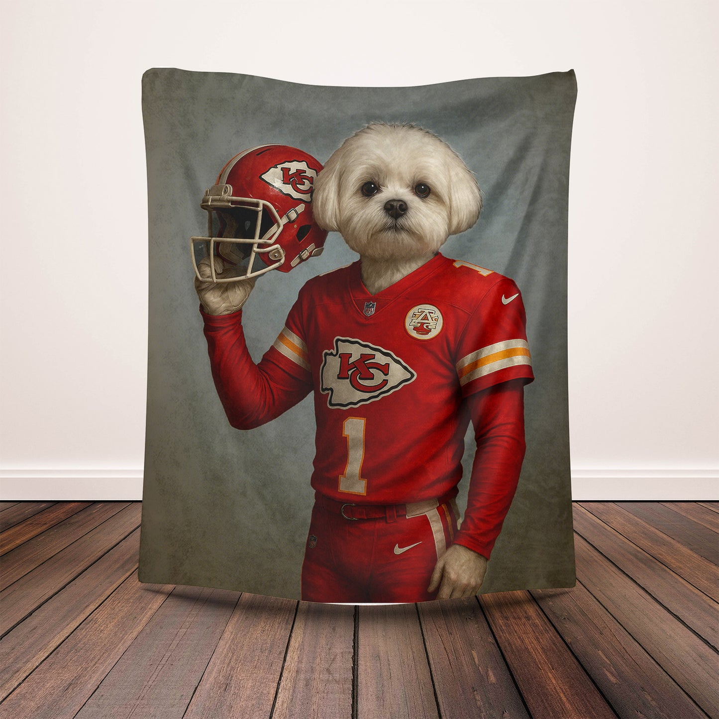 Couverture personnalisée avec portrait d'animal de compagnie de l'équipe NFL – Cadeau personnalisé pour les fans de football américain, pour les amoureux des chiens et des chats