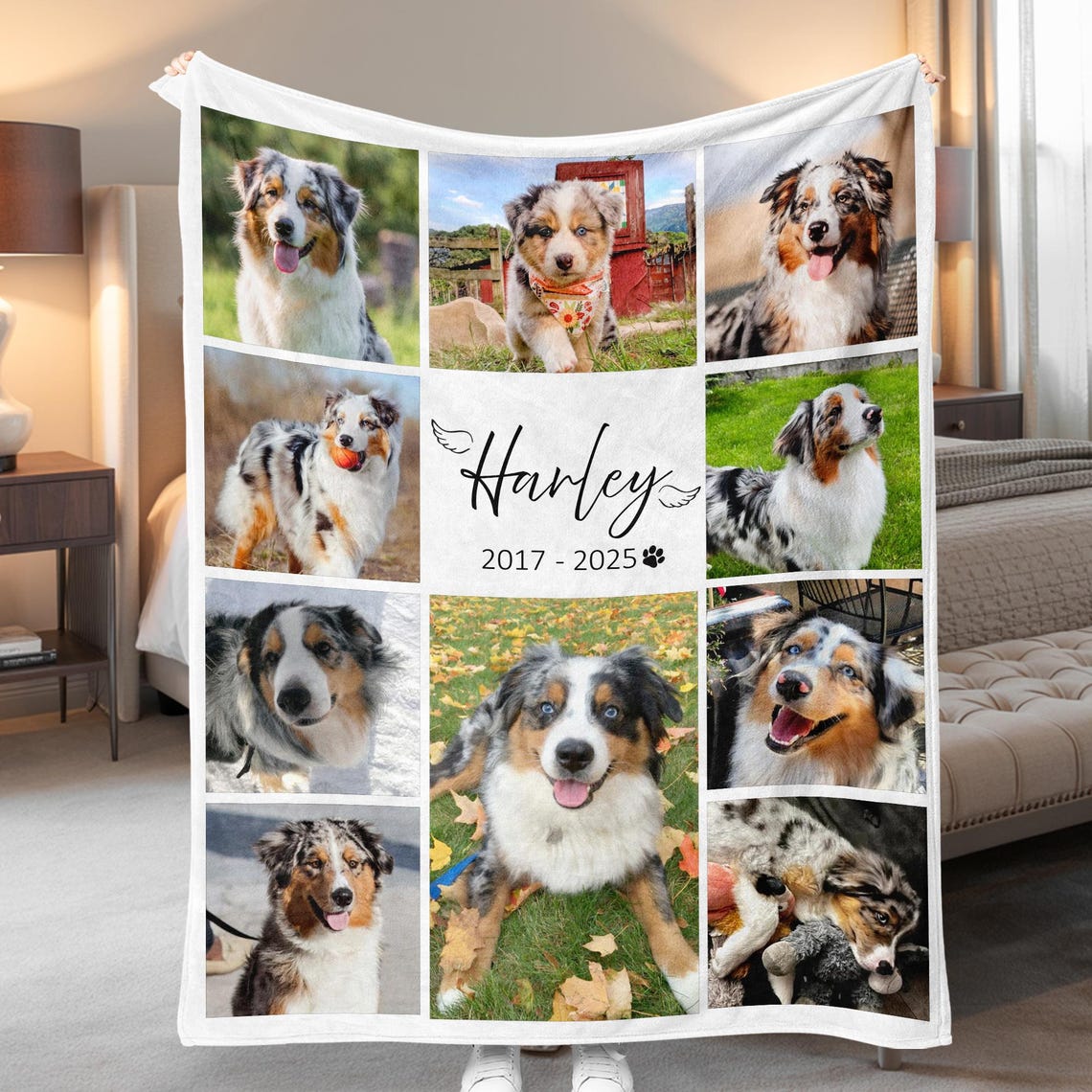 Personalized Dog Memorial Photo Blanket Sympathy Gift For Pet Lovers Dog Mom