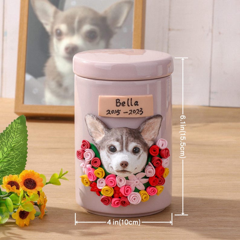 Personalized Dog Urn for Ashes - Custom Hand-Sculpted Portrait & Engraved Name Memorial Gift | Made to Order Ceramic Keepsake
