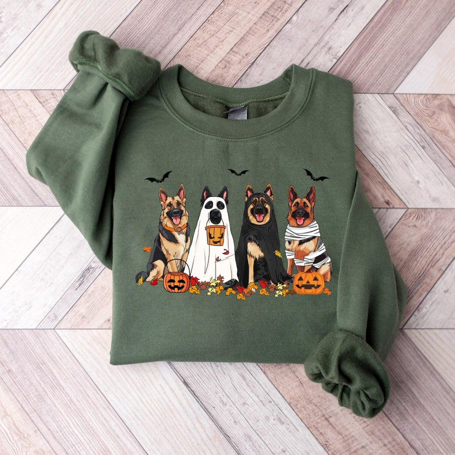 Sweat-shirt d'Halloween fantôme berger allemand, sweat à capuche saison effrayante, cadeau unique pour les amoureux des animaux