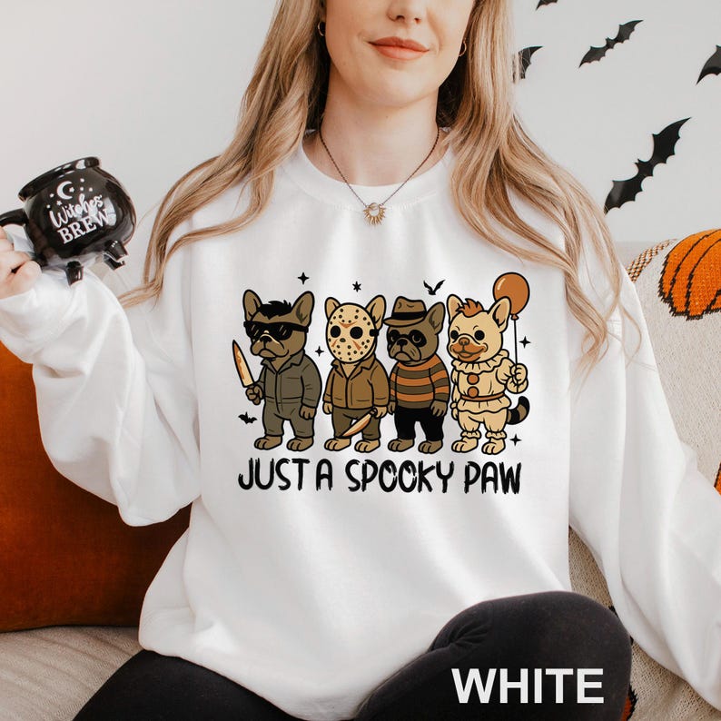 Sweat-shirt d'Halloween Just a Spooky Paw, sweat-shirt d'horreur d'Halloween pour amoureux des chiens, col ras du cou