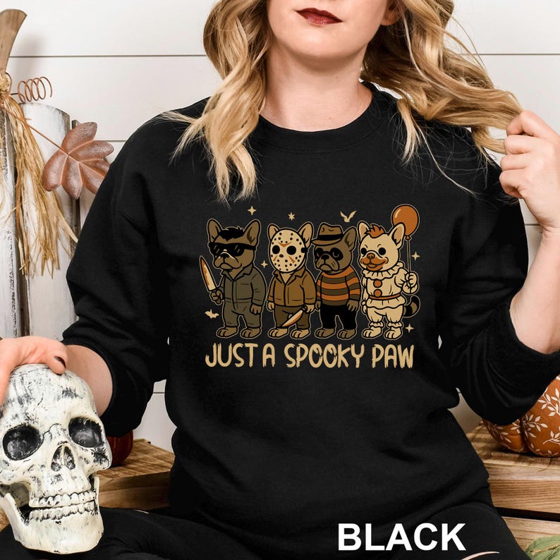 Sweat-shirt d'Halloween Just a Spooky Paw, sweat-shirt d'horreur d'Halloween pour amoureux des chiens, col ras du cou