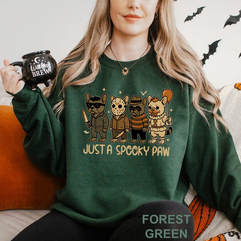 Sweat-shirt d'Halloween Just a Spooky Paw, sweat-shirt d'horreur d'Halloween pour amoureux des chiens, col ras du cou